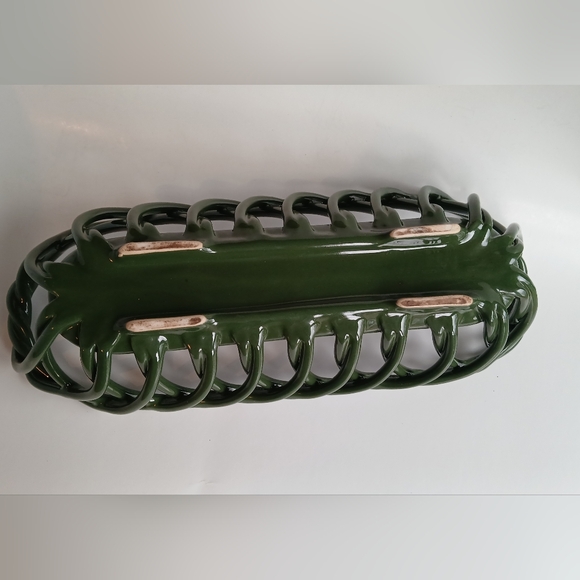 Vintage Green Ceramic Bread Basket - Picture 5 of 10